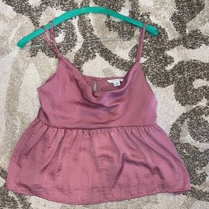 American eagle mauve ruffle spaghetti strap top